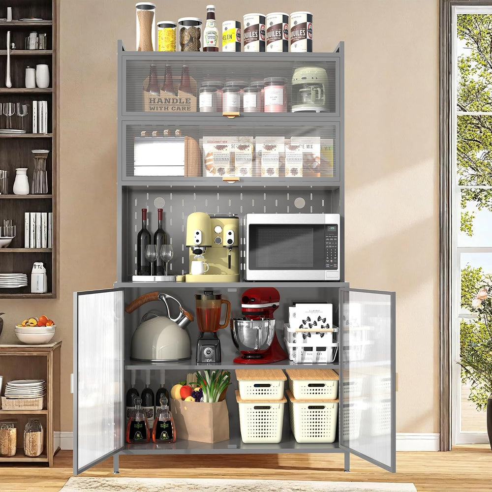 73" Pantry Cabinet Kitchen Hutch Cabinet with Doors & Adjustable She...