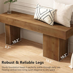 Farmhouse Solid Wood Entryway Bench, 47.3" Rustic End of Bed Bench for Bedroom, Handcrafted Accent Seating for Dining, Kitchen, Hallway, Living Room - 15 Min Assembly