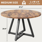Jocoevol Round Dining Table Kitchen Dining Room Circle Dinner Pedestal Table for 4, Space Saving Wood Kitchen & Dining Room Furniture (Rustic Brwon)