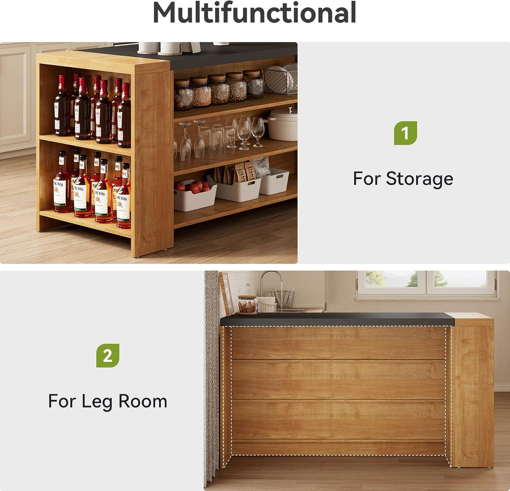 Little Tree 55 Inches Kitchen Island, 4-Tier Kitchen Storage Cabinet with Lar...