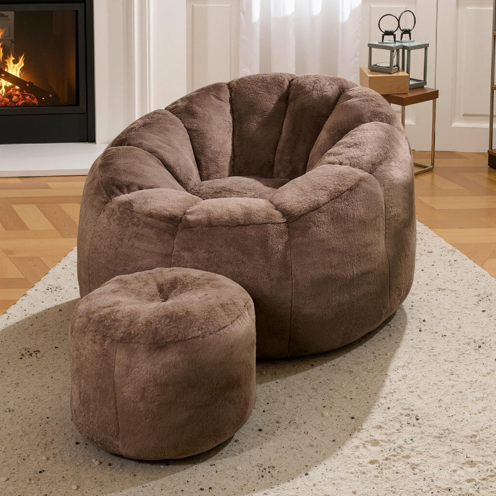 Bean Bag Chair, Bean Bag Chair with Ottoman, Stuffed Bean Bag Chairs with Fil...