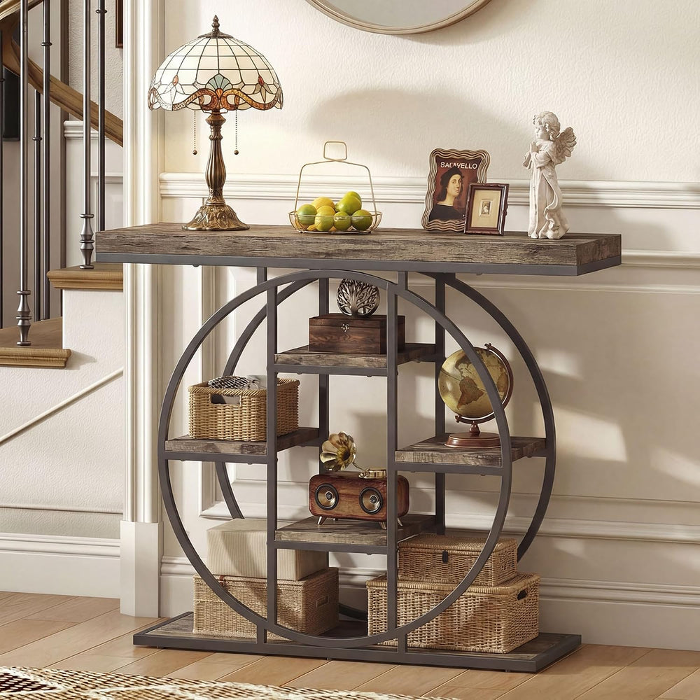 HOMCOM Entryway Table, 39.4" Console Sofa Table with Storage Shelves and...