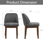 VKNOW Wooden Dining Chairs Set of 6, Upholstered Dining Room Chairs with Rubberwood Legs and Padded Seats, Kitchen Chairs for Restaurant Kitchen Living Room, Dark Grey