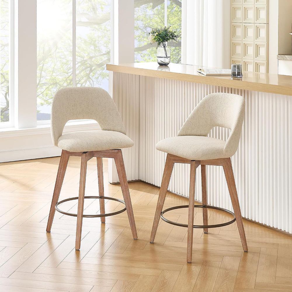 Zesthouse Swivel Bar Stools Set of 2, Wood Counter Height Chairs with Backs |...