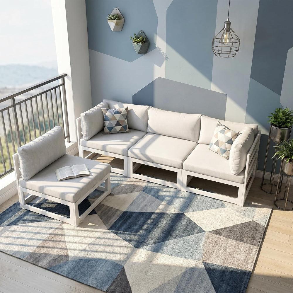 NICESOUL 4 Piece Patio Aluminum Furniture Set, 29" Oversized Wide Deep S...