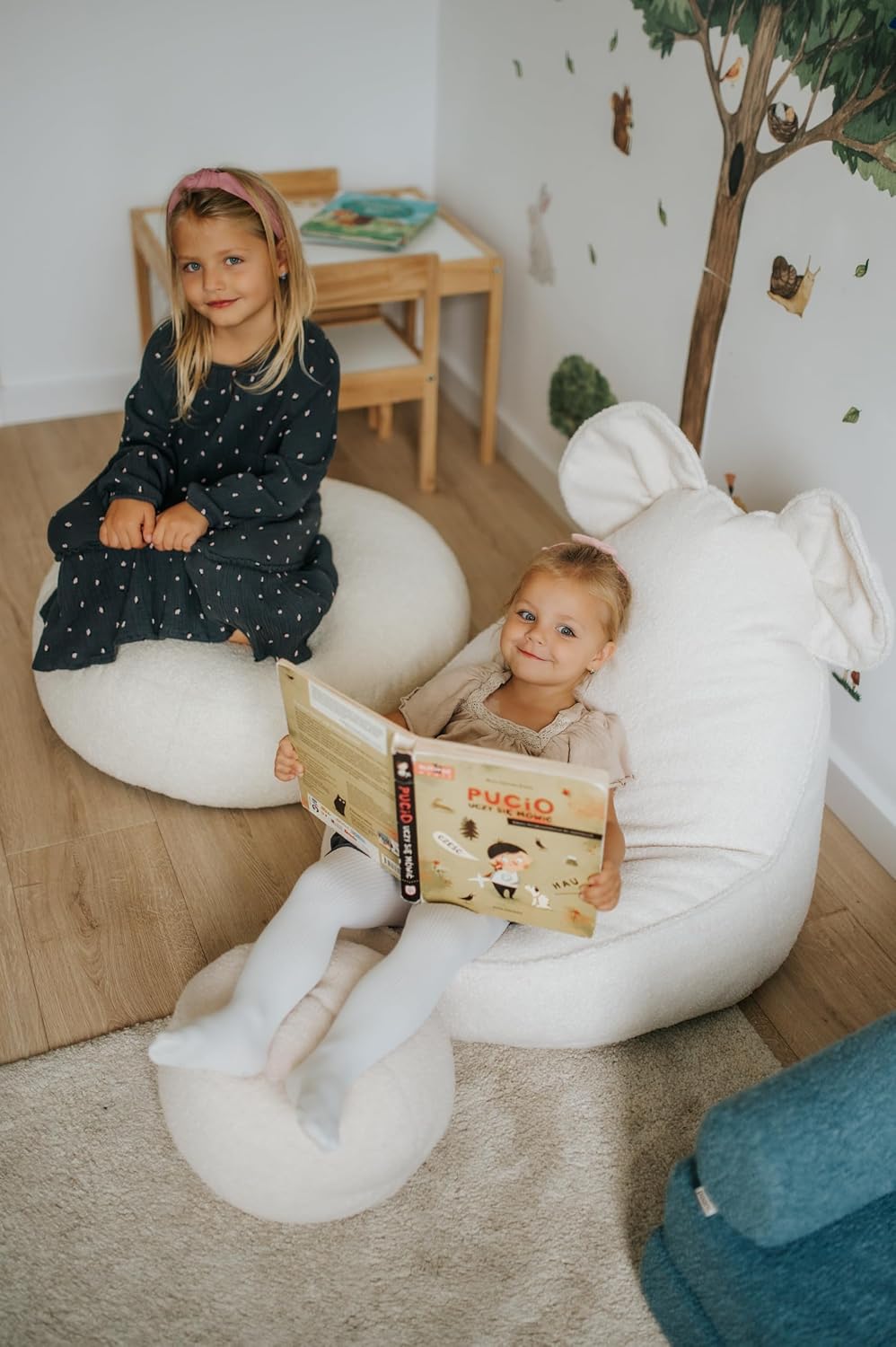Gutekissen® Kids Bean Bag Chair “Miki” with Ears – Soft Montessori Floor Cushion for Toddlers and Children’s Room (Beige, 27x27x20 Inches)