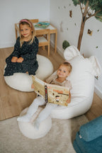 Gutekissen® Kids Bean Bag Chair “Miki” with Ears – Soft Montessori Floor Cushion for Toddlers and Children’s Room (Beige, 27x27x20 Inches)