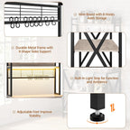 Yaheetech Kitchen Bakers Rack with Power Outlet & LED Lights, 5 Tiers Coffee Bar Table with 8 S Hooks, 64 Inches Tall Microwave Oven Stand with Storage for Spices, Pots, Gray