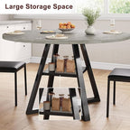Round Dining Table for 4,Kitchen Dining Room Circle Dinner Pedestal Table,Space Saving Wood Kitchen & Dining Room Furniture, 42In,Grey