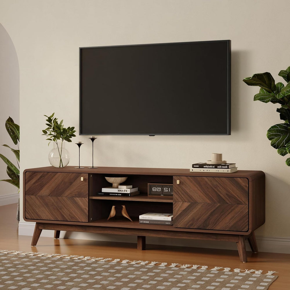 LuxenHome 63" Mid Century Modern TV Stand for Living Room for TVs up to ...