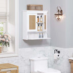 Spirich Bathroom Wall Cabinet Over Toilet, Modern Rattan Medicine Cabinet with Adjustable Shelf, Space-Saving Wall Mount Storage
