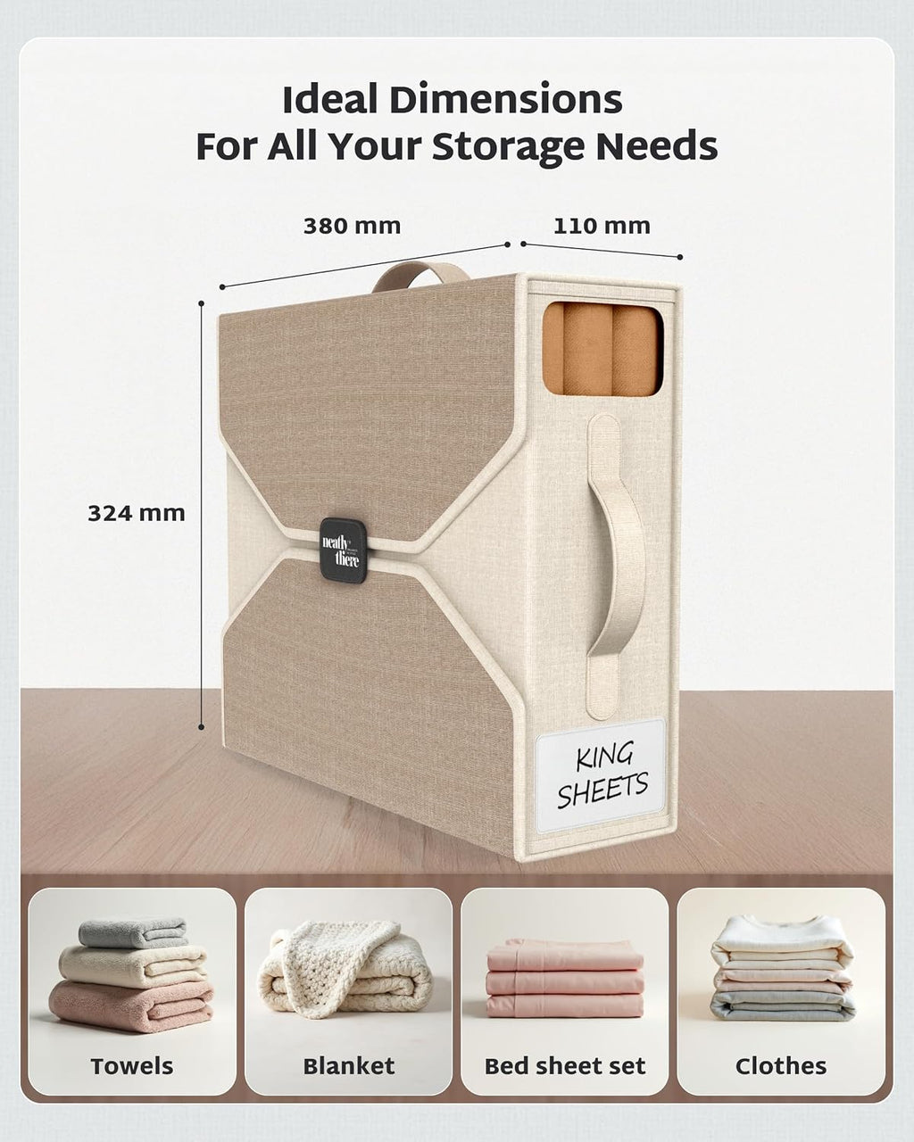 6 Pack Bed Sheet Organizers - Foldable Bedsheet Organizers and Storage, Sheet Organizers for Linen Closet, Sturdy Sheet Holder with Window, Labels & Handles for King/Queen Bed, Towels & Blankets