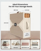 6 Pack Bed Sheet Organizers - Foldable Bedsheet Organizers and Storage, Sheet Organizers for Linen Closet, Sturdy Sheet Holder with Window, Labels & Handles for King/Queen Bed, Towels & Blankets