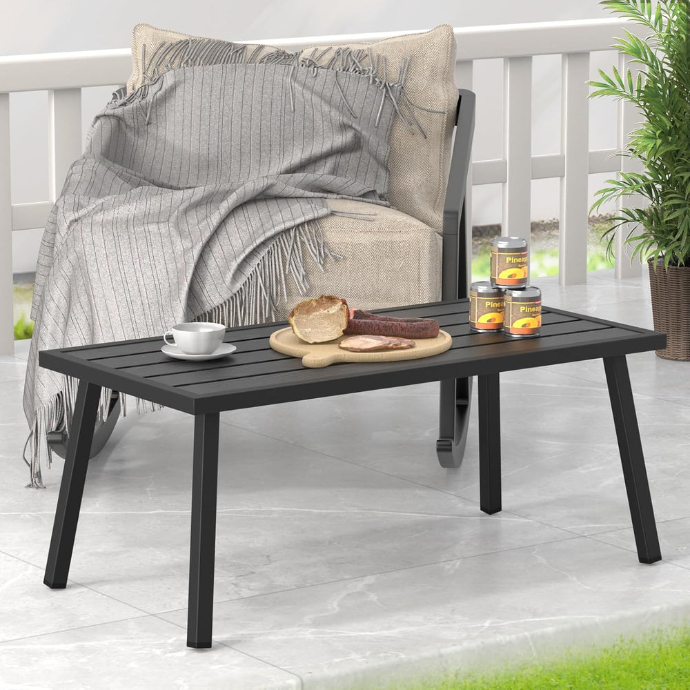 C-Hopetree Small Metal Outdoor Coffee Side Table for Outside Patio, Rectangle...