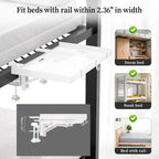 Foldable Bedside Shelf, Metal Clip-On Bed Tray Table for Bunk Bed & Dorm Beds, Dorm Room Essentials Organizer for College Students, Floating Tray, Space Saving Nightstand for Loft Beds (White, Large)