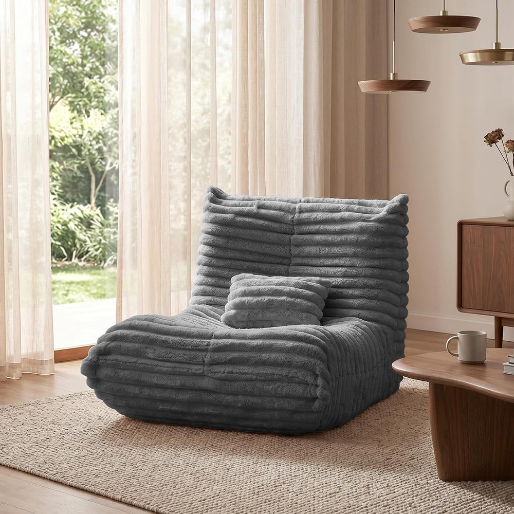 Bean Bag Chair for Adults, Giant Memory Foam Floor Sofa with Lumbar Pillow, O...