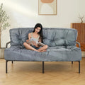 MAXYOYO 8" Futon Mattress Queen Size, Extra Thick Futons Sofa Couch Bed, Velvet Floor Mattress, Shredded Foam Filling (Frame Not Included),Dark Grey