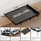 Foldable Bedside Shelf, Metal Clip-On Bed Tray Table for Bunk Bed & Dorm Beds, Dorm Room Essentials Organizer for College Students, Floating Tray, Space Saving Nightstand for Loft Beds (Black, Small)