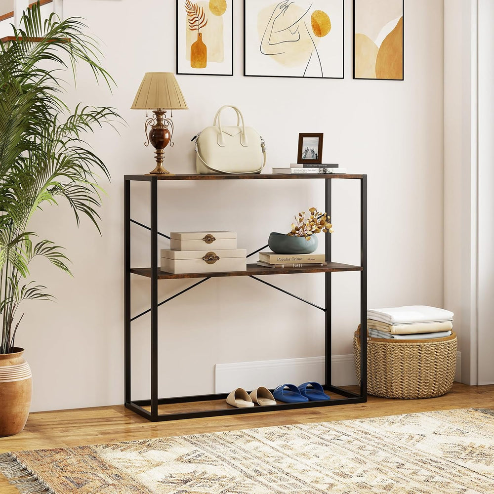 Giantex 36" Narrow Console Table, 2-Tier Entryway Tables with Wood Grain...