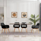 Mid Century Modern Dining Chairs Set of 6 & 4 & 2 Comfy Accent Chair Upholstered Kitchen Dining Living Room Chairs for Bedrooms Waiting Room Home Arm Desk Chair No Wheels (Wool Black, 6)