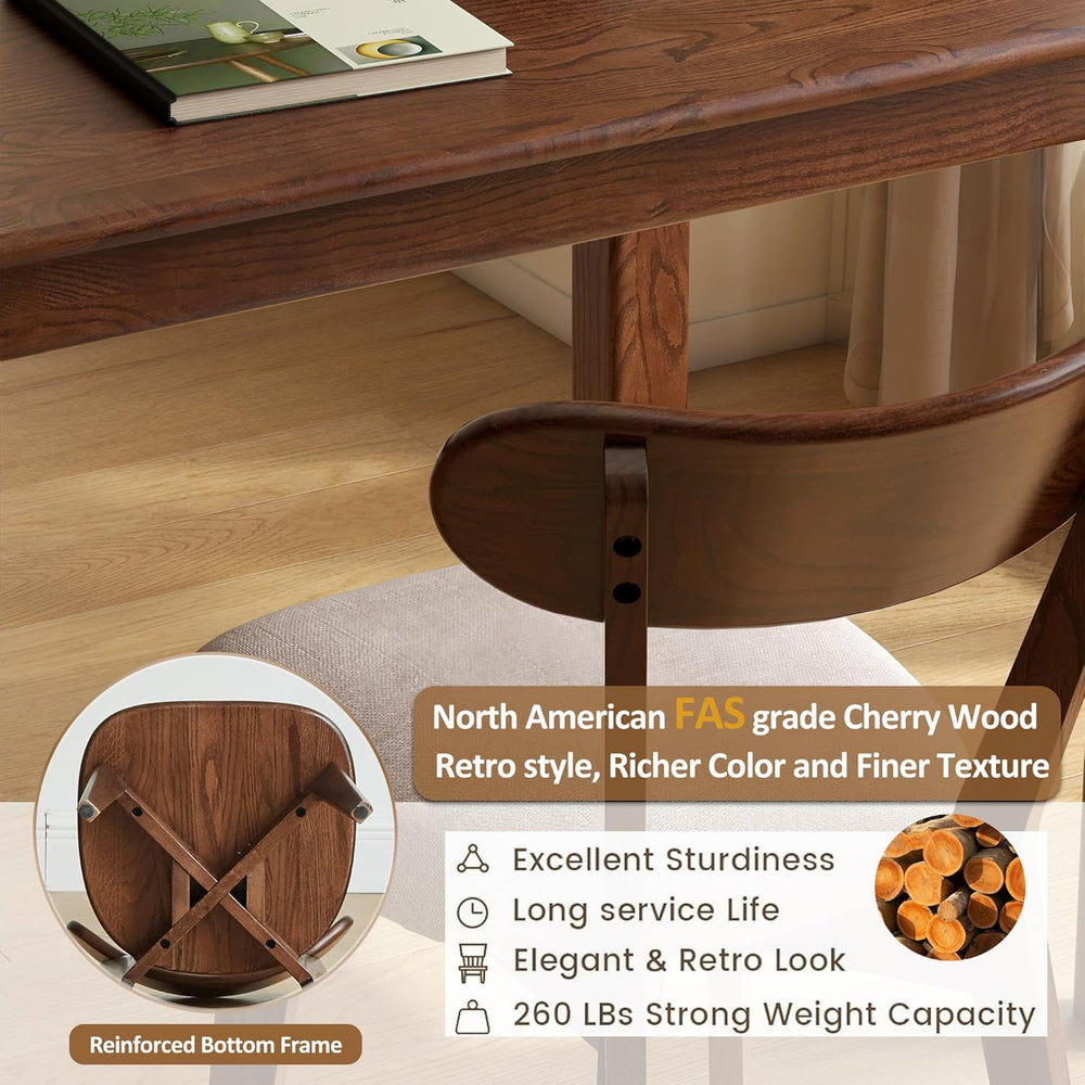 Modern Solid Wood Dining Chair Set of 6, Kitchen Dining Room Chair with Uphol...