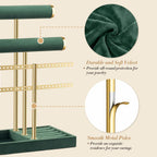 3 Tier Bracelet Holder Display - Detachable T Bar Dark Green Velvet Bracelet Holder, Jewelry Holder Organizer for Bracelet, Necklace, Earrings, Rings