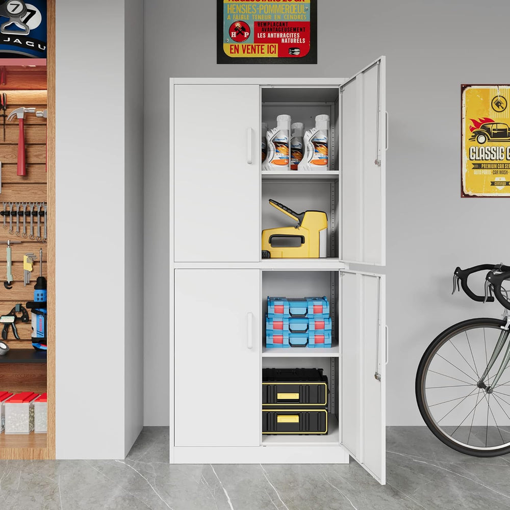 STANI Metal Storage Cabinet, Locking Steel Cabinet With 4 Doors and 2 Adjusta...