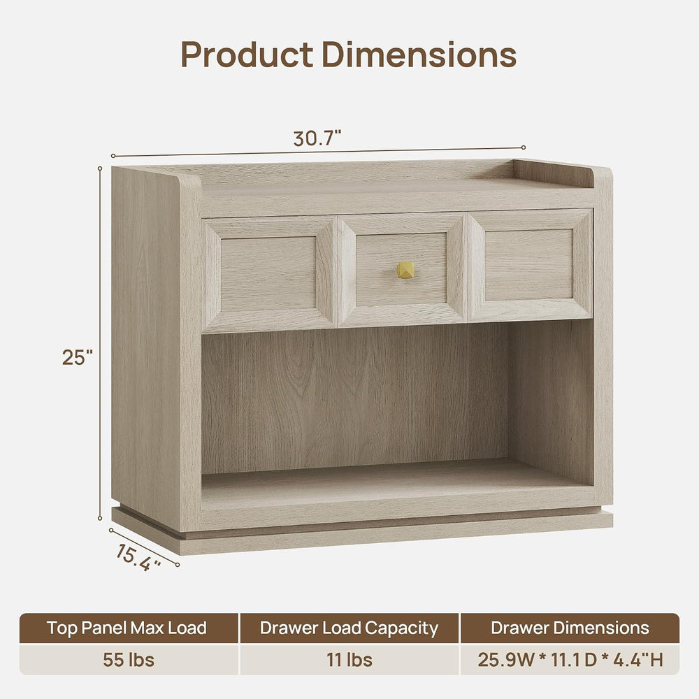 SICOTAS 31" Wide Nightstands Set of 2, Large Night Stands with Drawer | ...