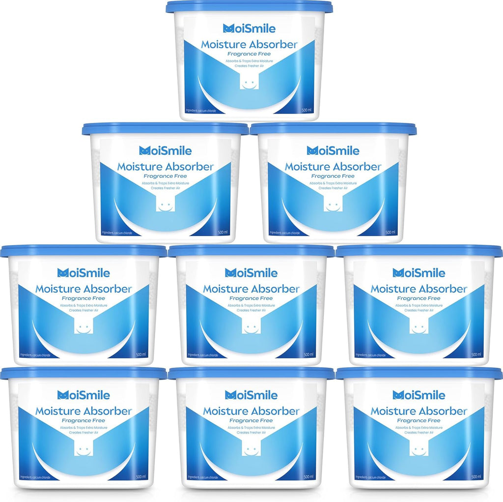Moisture Absorbers 9 Pack, Fragrance-Free Closet Dehumidifier for Bathroom, Car ＆ Basement, 10.5 oz Refillable Humidity Absorber Boxes