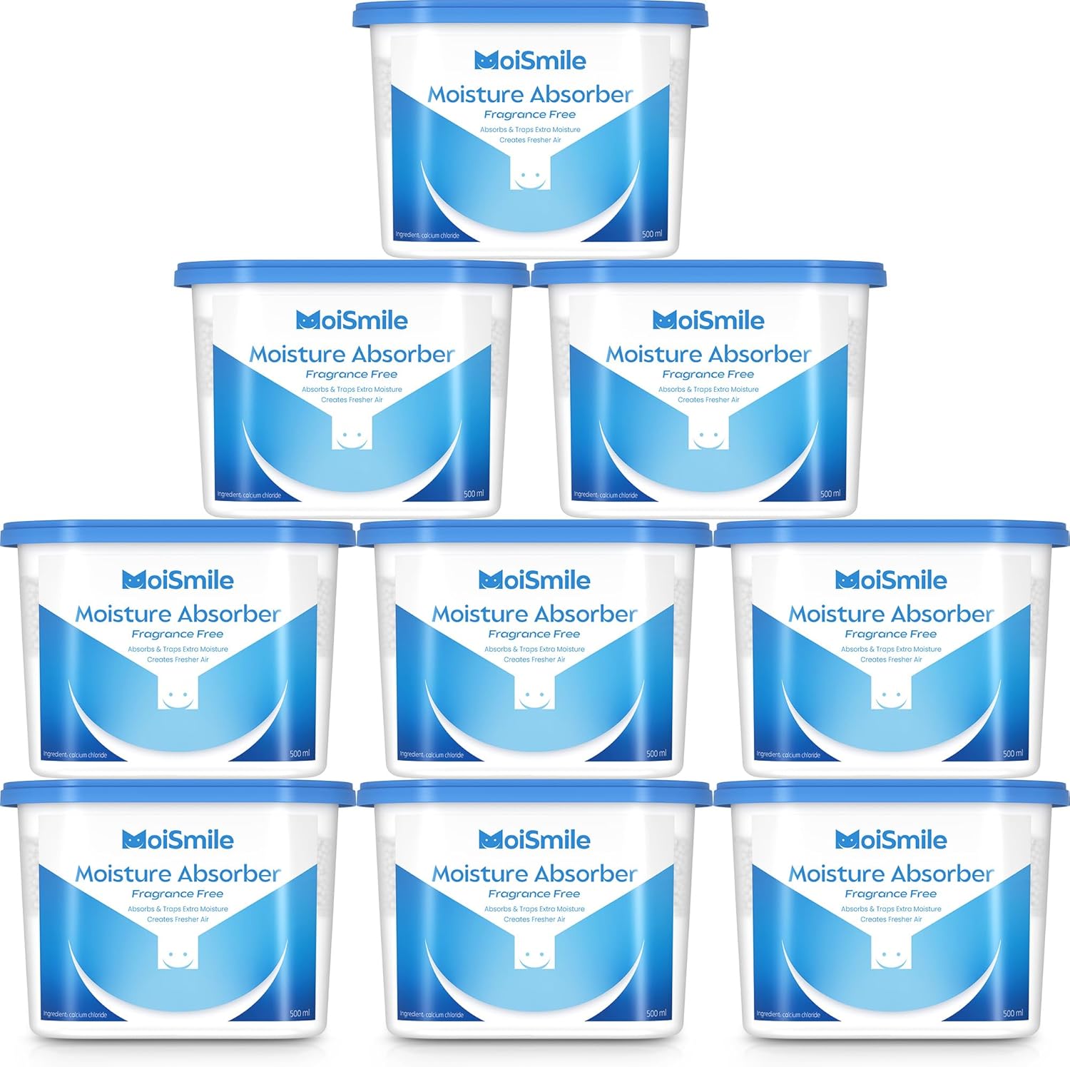 Moisture Absorbers 9 Pack, Fragrance-Free Closet Dehumidifier for Bathroom, Car ＆ Basement, 10.5 oz Refillable Humidity Absorber Boxes