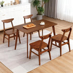 DUHOME Wood Dining Table Set for 4, 43.3" Solid Wood Kitchen Table & 4 Curved Back Support Chairs, Farmhouse Natural Kitchen Table and Chairs for Small Apartment, Dining Room Kitchen