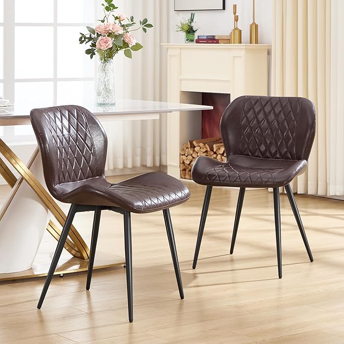 Dining Chair, Comfy Modern Dining Chairs with Thick Cushions, Upholstered Fau...