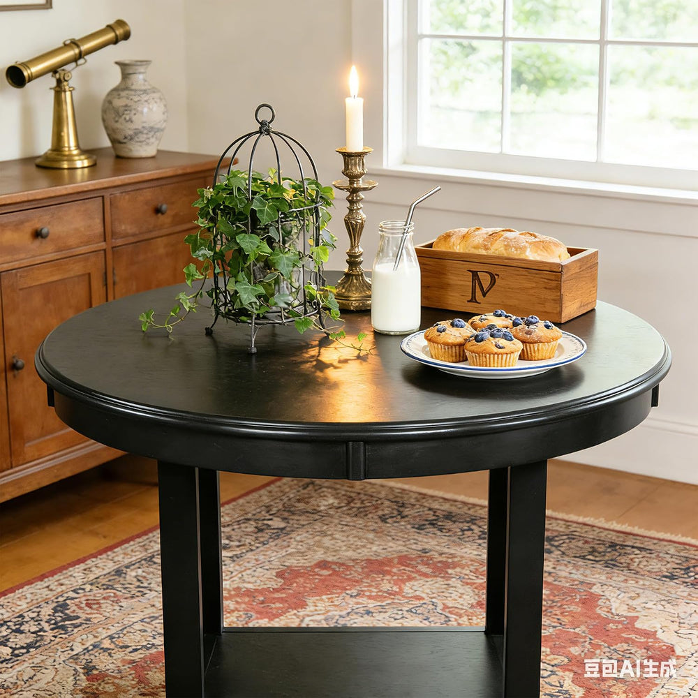 SogesHome Solid Wood Round End Table with Storage Shelf, Heavy Duty Small Kit...
