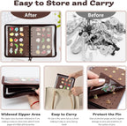 Enamel Pin Display Book Pin Collection Binder Holder Trading Book with 8-Page Display Boards A5 Brooch Pin Storage Organizer Binder Album for Travel Collectors (Dark Brown)