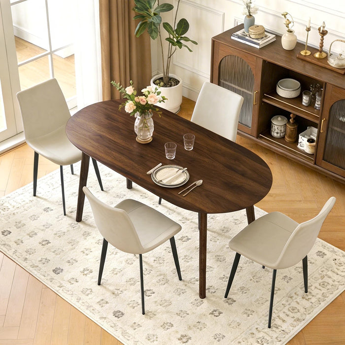 63" Oval Dining Table Set for 4 with Solid Wood Legs
