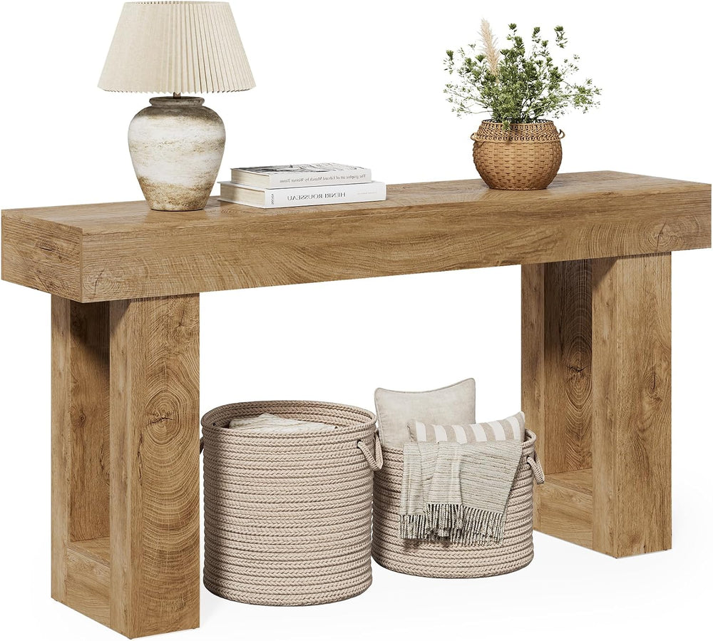LITTLE TREE 63 Inches Long Sofa Table, Farmhouse Console Table for Entryway, ...