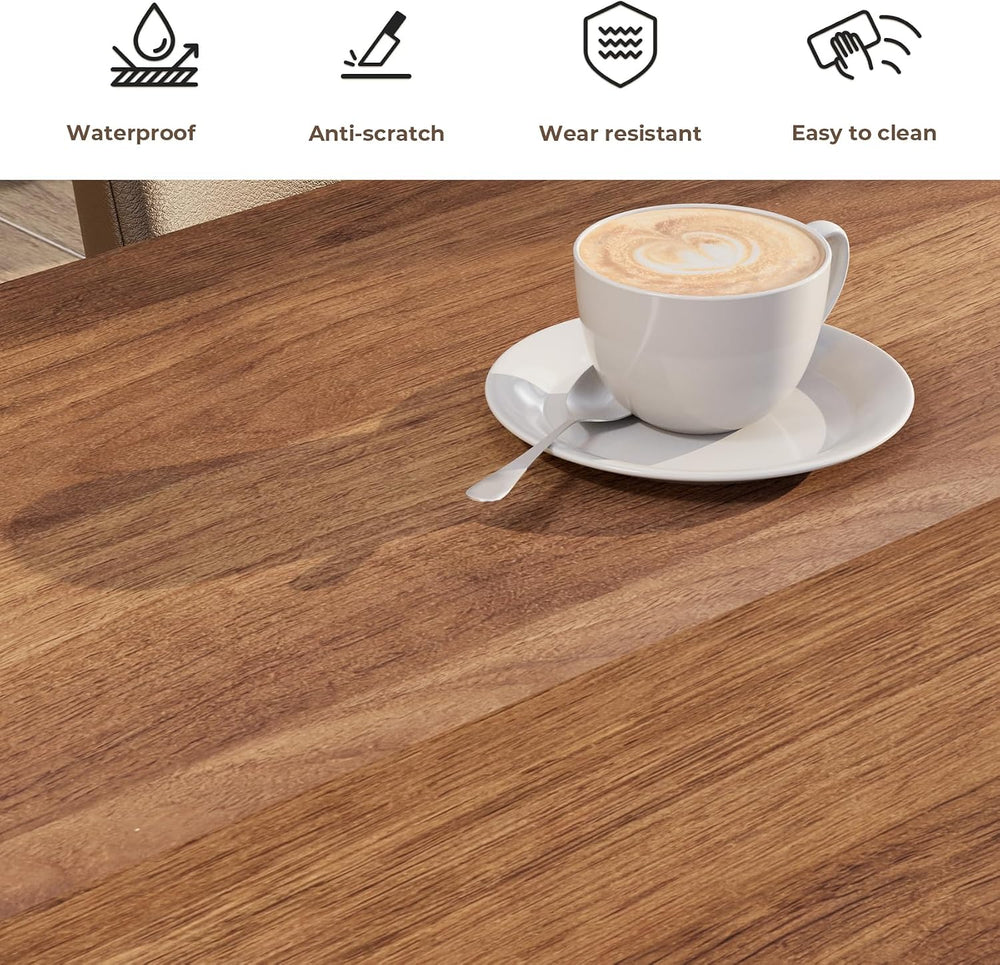 71 inch Rectangular Wood Dining Table for 6-8 People, Modern Fluted Pedestal ...