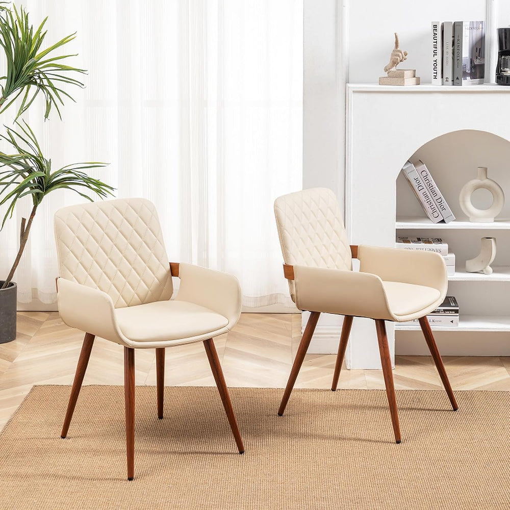 LUNLING Mid Century Modern Dining Chairs Set of 2,Accent Faux Leather Side Ch...