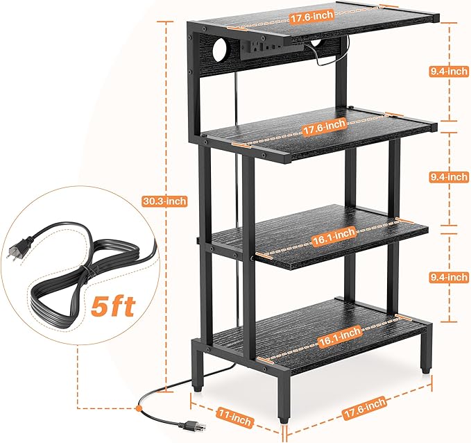 Aquzee Game Console Shelf, 4-Tier Video Gaming Consoles Stand with Outlet &am...