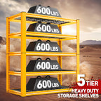 REIBII Garage Shelving Load 3000LBS, 5-Tier Storage Shelves, Adjustable Heavy Duty Metal Shelving Unit for Pantry, Basement, Warehouse, 72" H x 36" W x 16" D