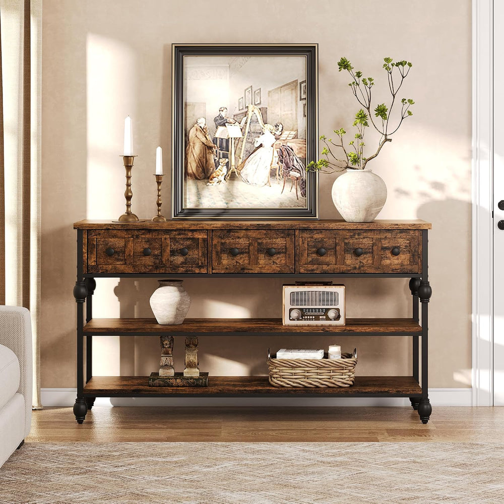 GarveeHome 52" Console Table, Entryway Table with 3 Storage Drawers, 3 T...