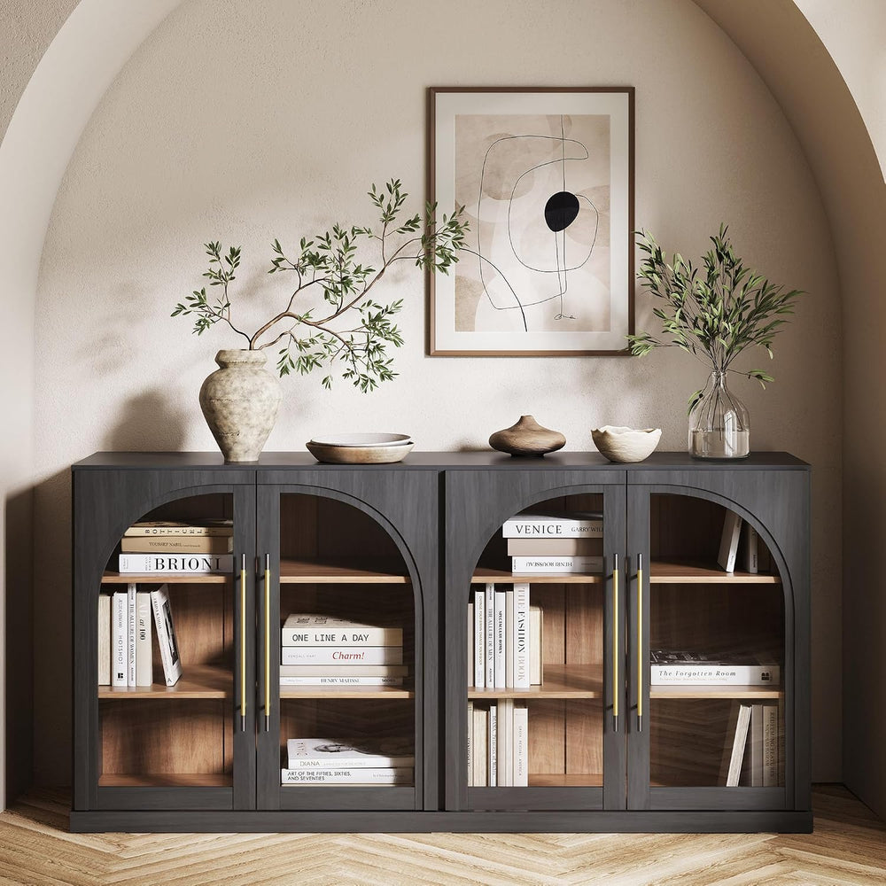 BELLEZE Jagger 65" Storage Cabinet with Glass Door - Ebony