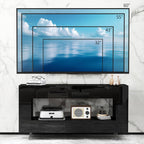 TV Stand TV Cabinet Up to 65 inch with Conceals Storage, High Gloss, Black | TV cabinet with 2 Push-Open doors and 2 drawers, entertainment center, storage cabinet, modern style, living room, office