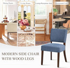 Upholstered Dining Chairs Set of 6, Fabric Kitchen Chairs with Padded Seat & Back, Solid Wood Legs, Modern Simple Dining Room Chairs for Kitchen, Dining Room, Living Room, Blue