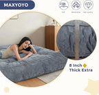 MAXYOYO 8" Futon Mattress Queen Size, Extra Thick Futons Sofa Couch Bed, Velvet Floor Mattress, Shredded Foam Filling (Frame Not Included),Dark Grey