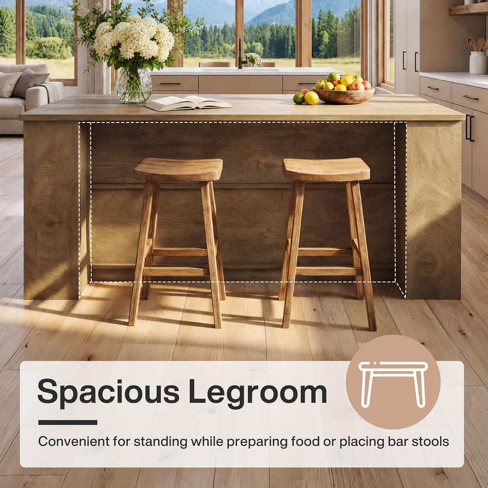 Tribesigns 71" Kitchen Island with Storage and Seating, Wooden Stationar...