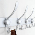 Dseap Coat Rack Wall Mount - 38” Long 10-Tri-Hooks Heavy Duty Coat Hanger Rail Wall Hooks for Hanging Coats Hats Clothing Clothes Purse Mudroom Entryway, Silver