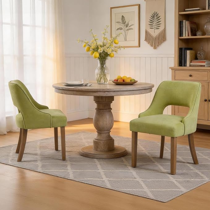 ClinQ Wooden Dining Chairs Set of 4, Modern Fabric Upholstered Kitchen Chairs...