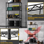 1000 lbs 4 Tier Shelf Metal Storage Shelves Shelving Wire Rack Heavy Duty Closet Organizers for Garage Kitchen Bathroom Laundry Black 15.7" D x 33.5" W x 59.5" H