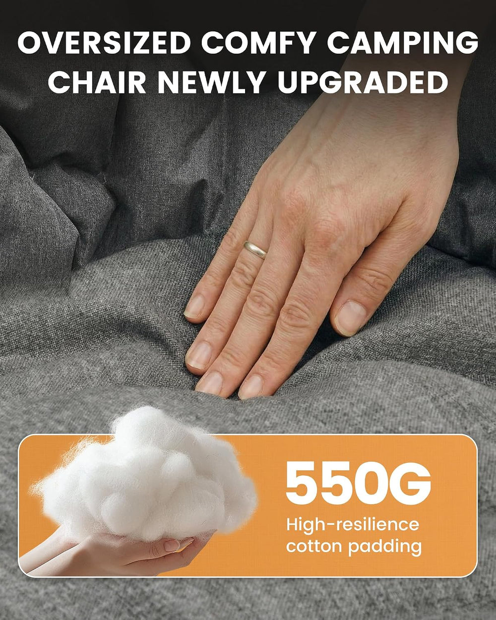 Upgrade Oversized Padded Camping Chair with Adjustable Cup Holder,Weight Capa...